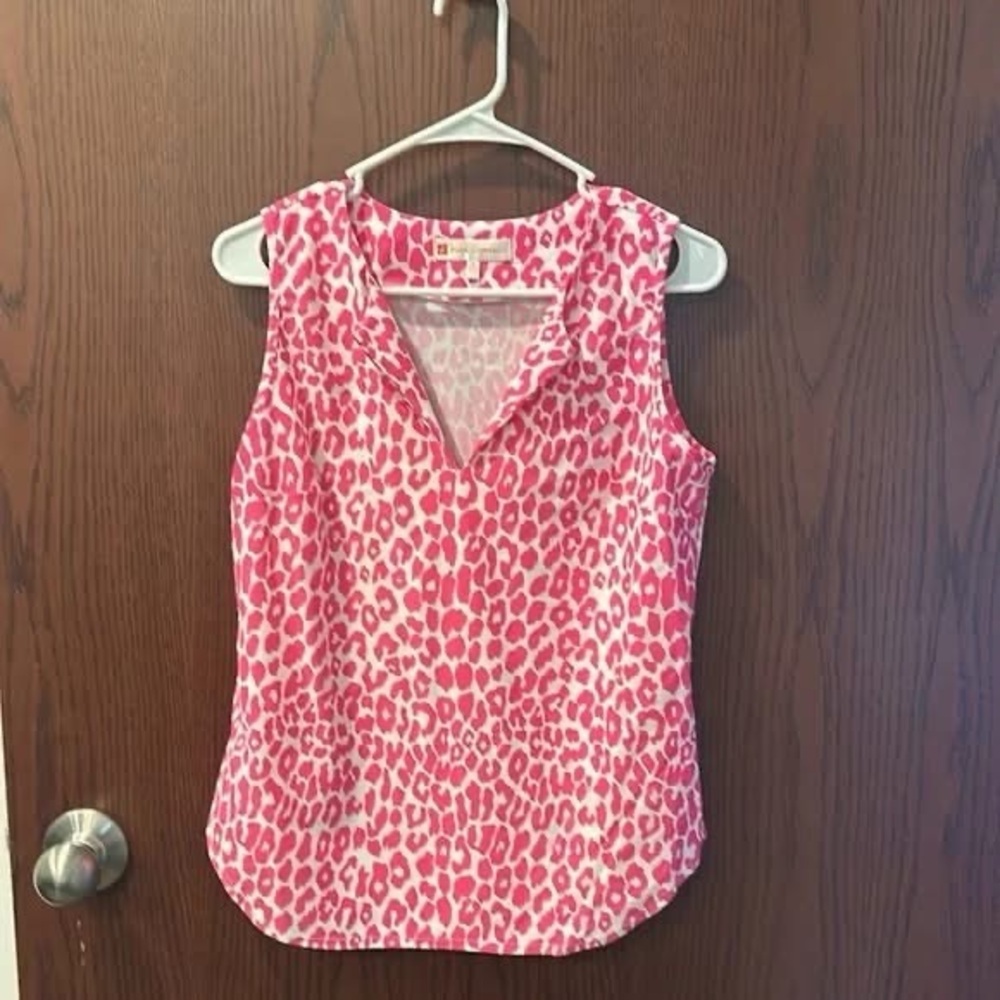 Jude Connally Pink Leopard Print Sleeveless Top